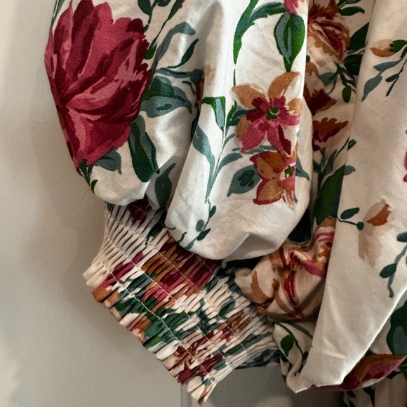 Maeve Red and White Maxi Sundress with Puff Sleeves - Picture 4 of 5